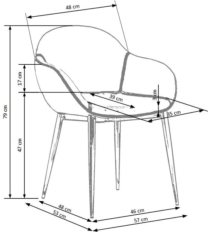 Scaun K304 piele ecologica gri maro