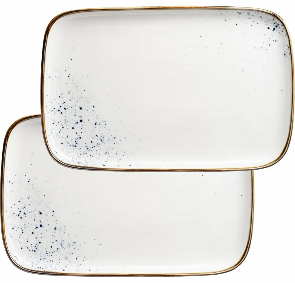 Mäser Set tavă din 2 piese Pintar Puncte albastrealbe 30 x 20 x 2 cm, L