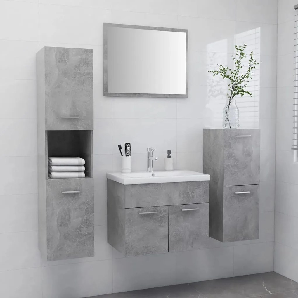 3071094 vidaXL Set mobilier de baie, gri beton, lemn prelucrat