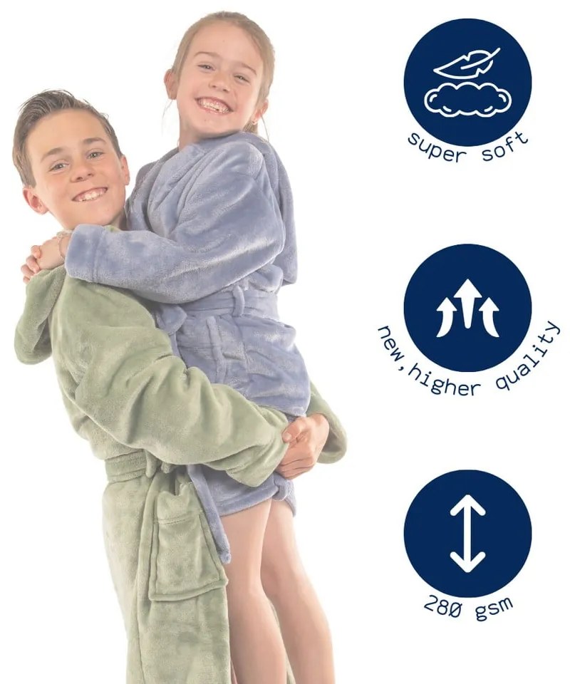 Halat pentru copii albastru 122-128 din micropluș/cocolino Delux – Tiseco Home Studio