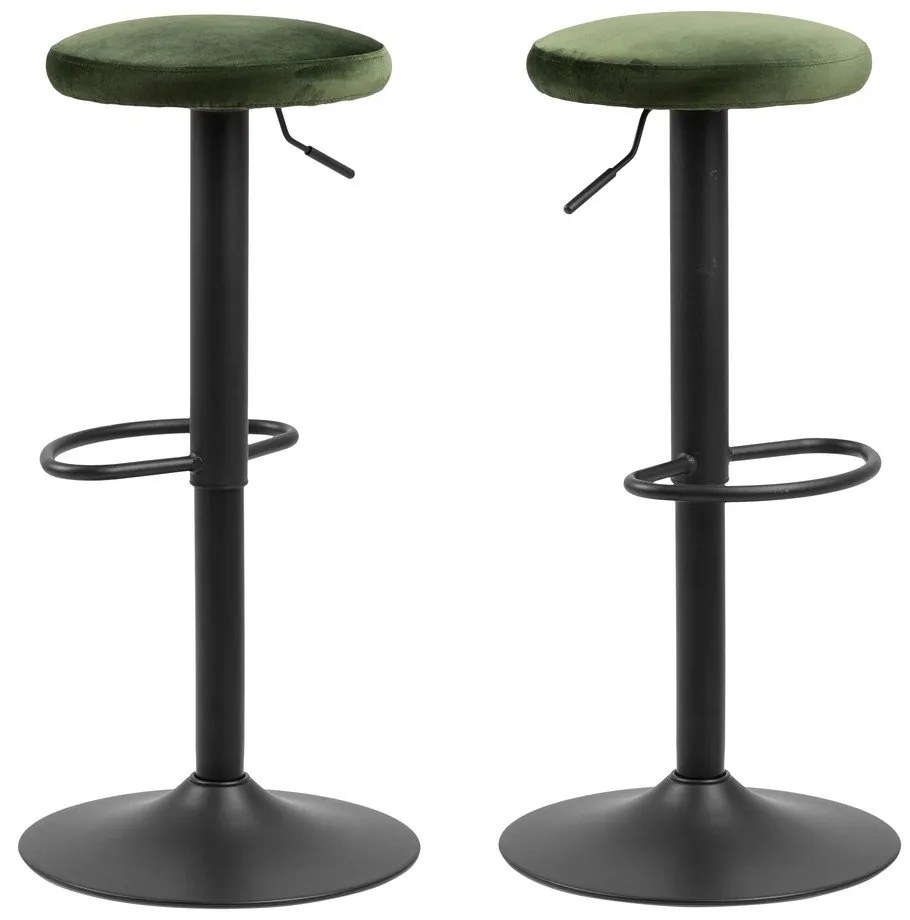 Scaun de bar verde cu înălțime ajustabilă tapițat (înălțime șezut 62 cm) Finch – Actona