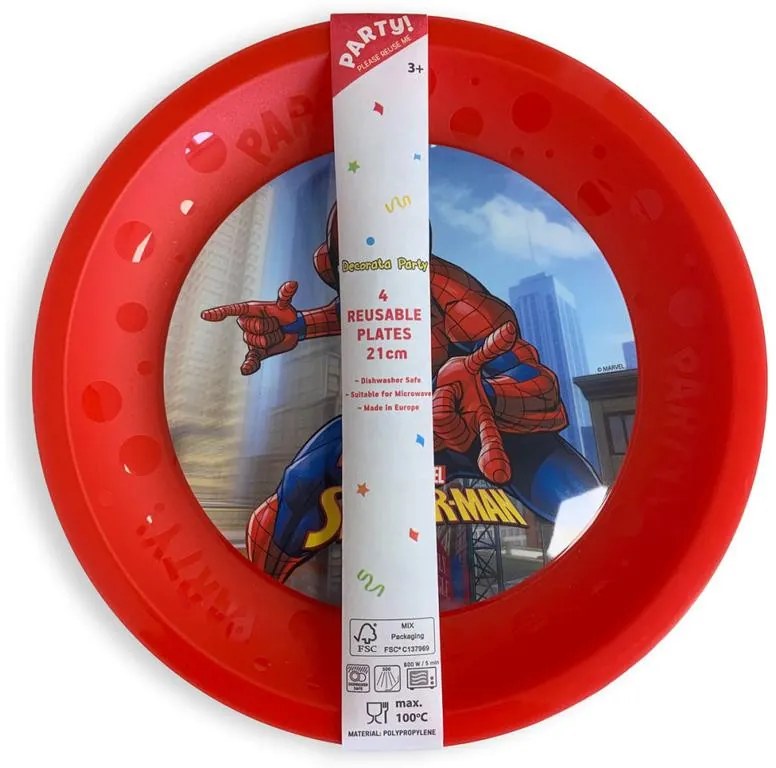 Omul Păianjen Crime Fighter set de 4 farfurii plate din plastic micro premium 21 cm