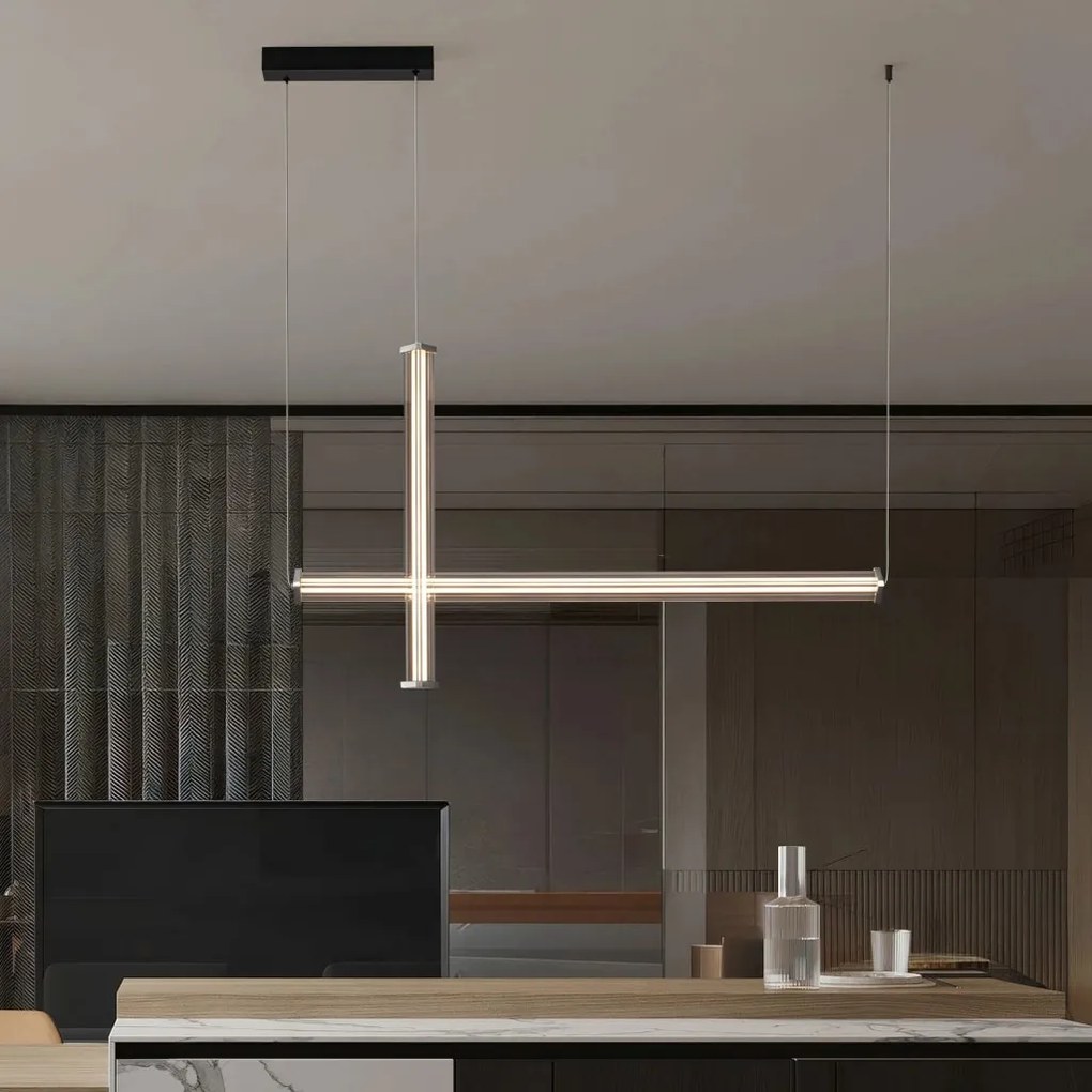 Lustra LED 3000K suspendata design liniar PHEME nickel satinat