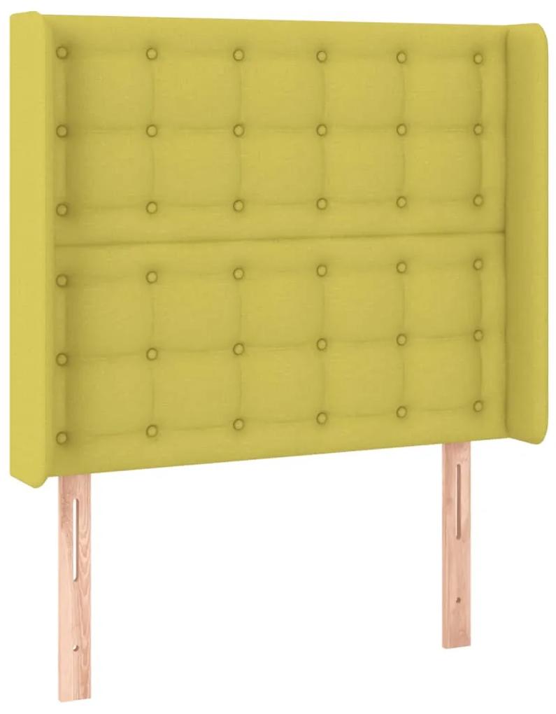 Tablie de pat cu LED, verde, 103x16x118 128 cm, textil 1, Verde, 103 x 16 x 118 128 cm