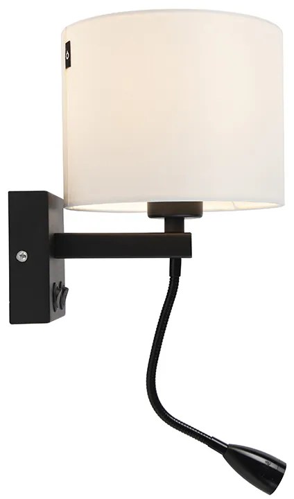 Lampa de perete moderna neagra cu abajur alb - Brescia