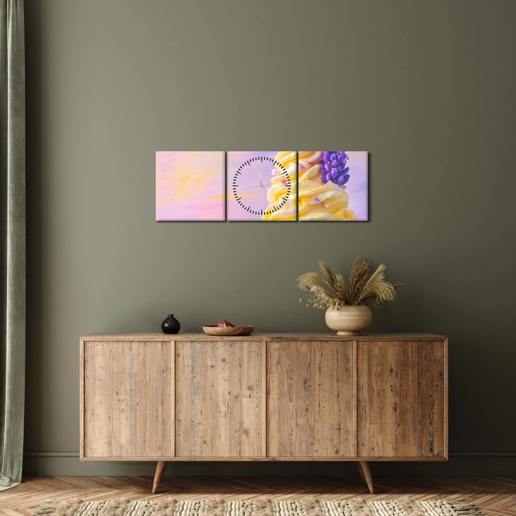Tablou - Înghețată cu lavandă (cu ceas) (90x30 cm)
