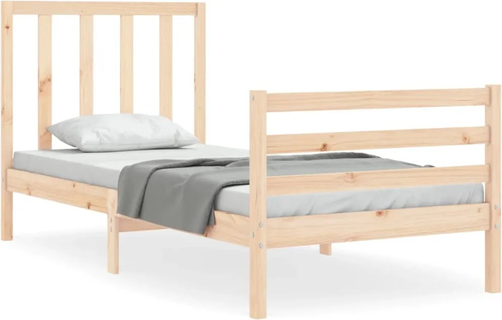 vidaXL Cadru de pat cu tăblie single mic, lemn masiv