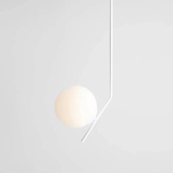 Pendul modern alb cu glob de sticla Gallia