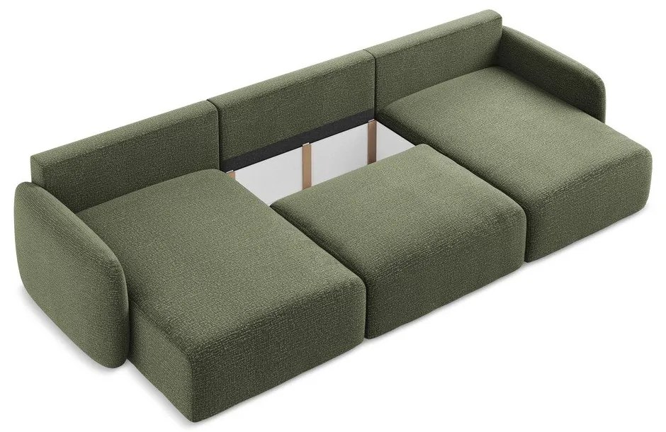 Colțar verde extensibil/cu spațiu de depozitare Kalena – Makamii