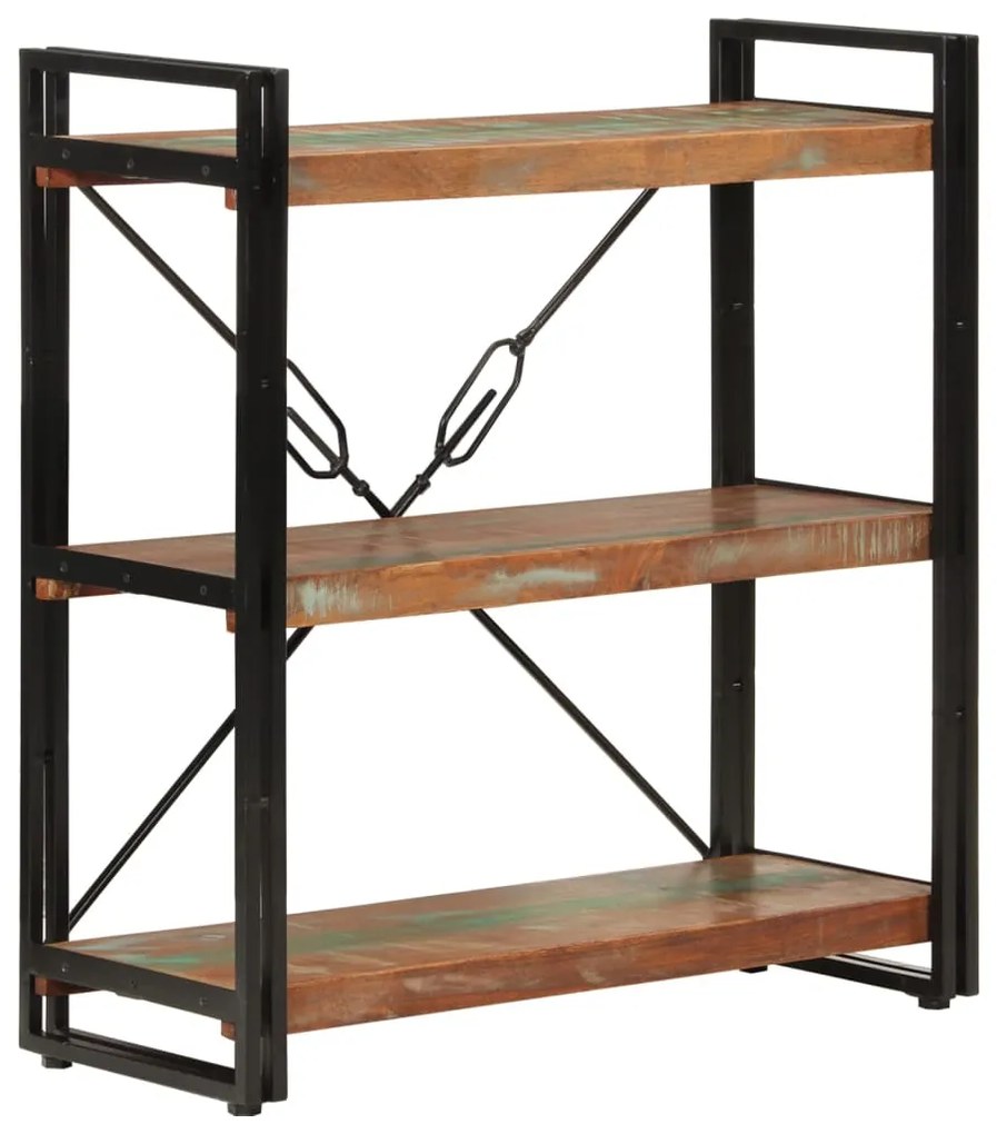 vidaXL Bibliotecă cu 3 niveluri, 77x30x80 cm, lemn masiv reciclat/fier