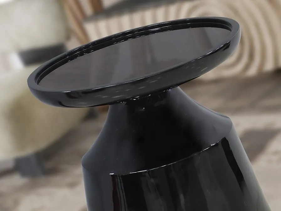 Masuta laterala rotunda din MDF Mina negru