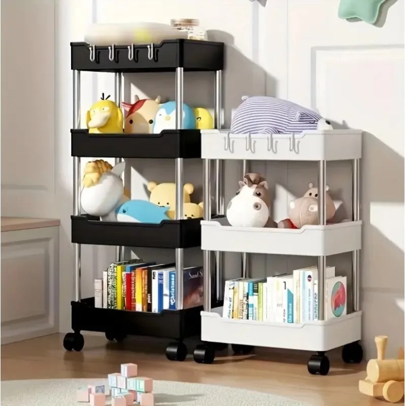 Raft plastic pe roti SHELFAST 38x20,5x88 cm negru