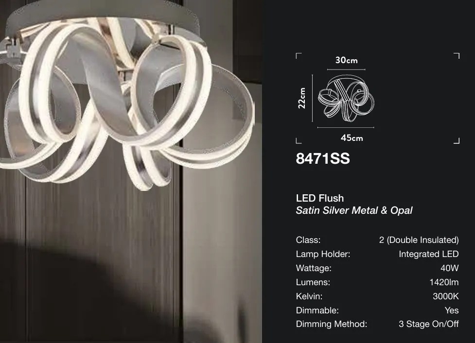 Lustra LED aplicata design modern Belle argintiu