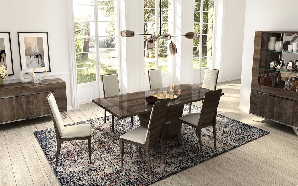 Set lemn masiv masă și scaune Medea - 8 scaune, 250 × 115 × 76 cm