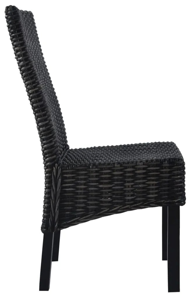 246656 vidaXL Scaune de bucătărie, 2 buc., negru, ratan Kubu și lemn de mango