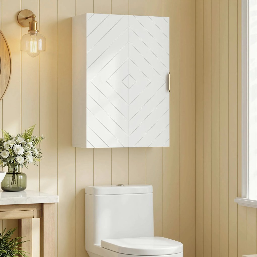 kleankin Dulap pentru Baie Suspendat cu Rafturi Ajustabile, 40x15x60 cm, Alb | Aosom Romania