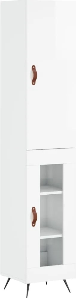 vidaXL Dulap înalt, alb extralucios, 34,5x34x180 cm, lemn prelucrat