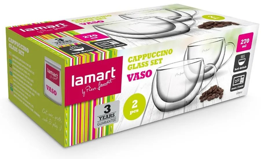 Lamart LT9012 set pahare Cappuccino Vaso, 270 ml,2 buc.