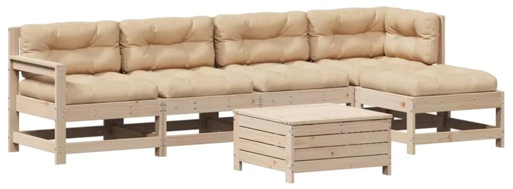 3250980 vidaXL Set mobilier de grădină cu perne, 6 piese, lemn masiv de pin