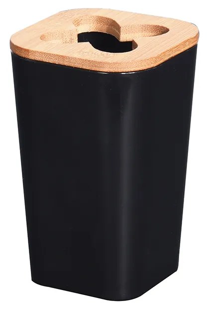 Pahar periute 7.3x7.3x11.5 cm, bambus/polimer, negru/natur