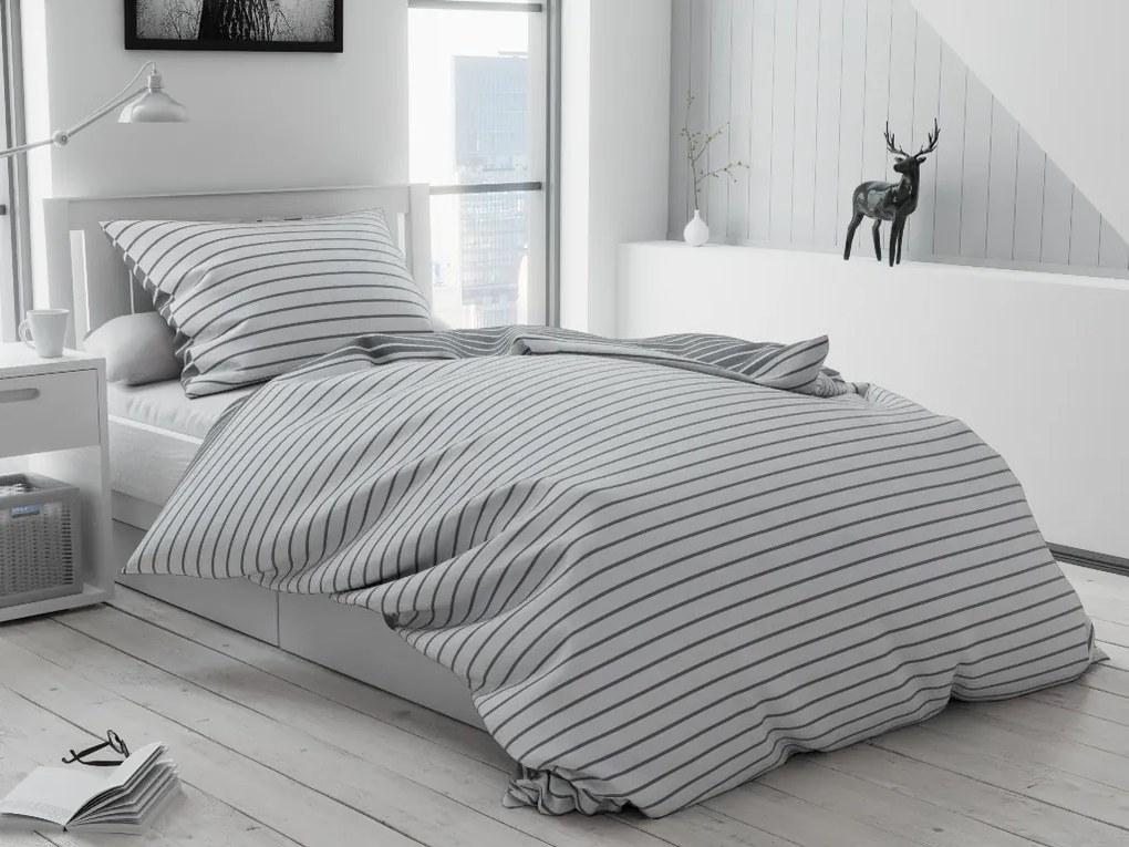 Lenjerie de pat bumbac Caprivi gri Nasturi Dimensiunile lenjeriei: 70x90 cm; 140x220 cm