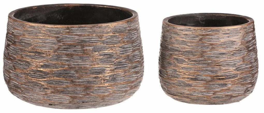 Set de recipiente din beton Rýha, 2 buc., gri,înălțime 13 cm