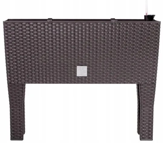 Jardiniera decorativa, cu picioare, sistem irigare, imitatie ratan, maro, 30 L, 60x25x46 cm, Rato Case High