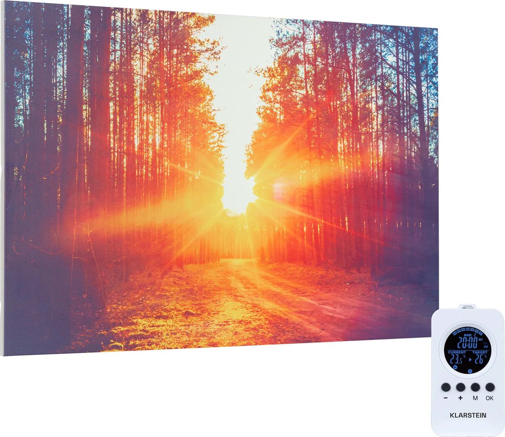 Klarstein Wonderwall Air Art Infinite, încălzitor infraroșu, imagine, 90 x 60 cm, 580 W, montat pe perete, telecomandă