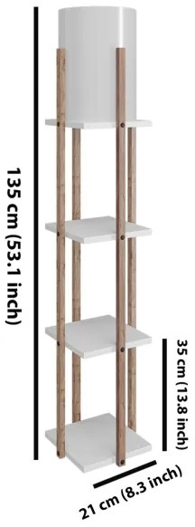 Lampadar cu rafturi NORA 1xE27/40W/230V maro/alb