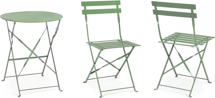 Set de dining pentru grădină verde salvie din oțel pentru 2 persoane Austin – Bizzotto