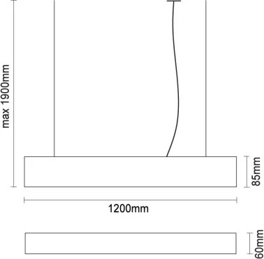 Lustră LED suspendată pe cablu, 55W, 230V, 3000/4000/6500K, 120 cm, albă