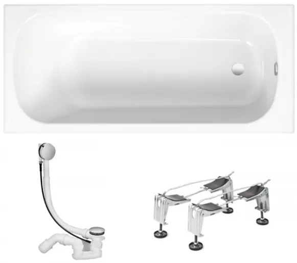 Pachet cada dreptunghiulara otel BetteForm 150x70cm, cu sifon Viega Simplex si picioare, 2941-000+B23-1500+285357