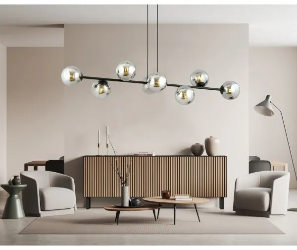 Lustră pe cablu ROSSI 8xE14/10W/230V negru/gri