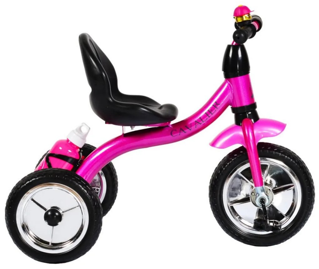 Tricicleta cu pedale NOVOKIDS™ Chavalier ,Cu sonerie si sticla de apa, max 20 kg, Roti din spuma cauciucata EVA, Cadru metalic, Dimensiuni 75X54X46