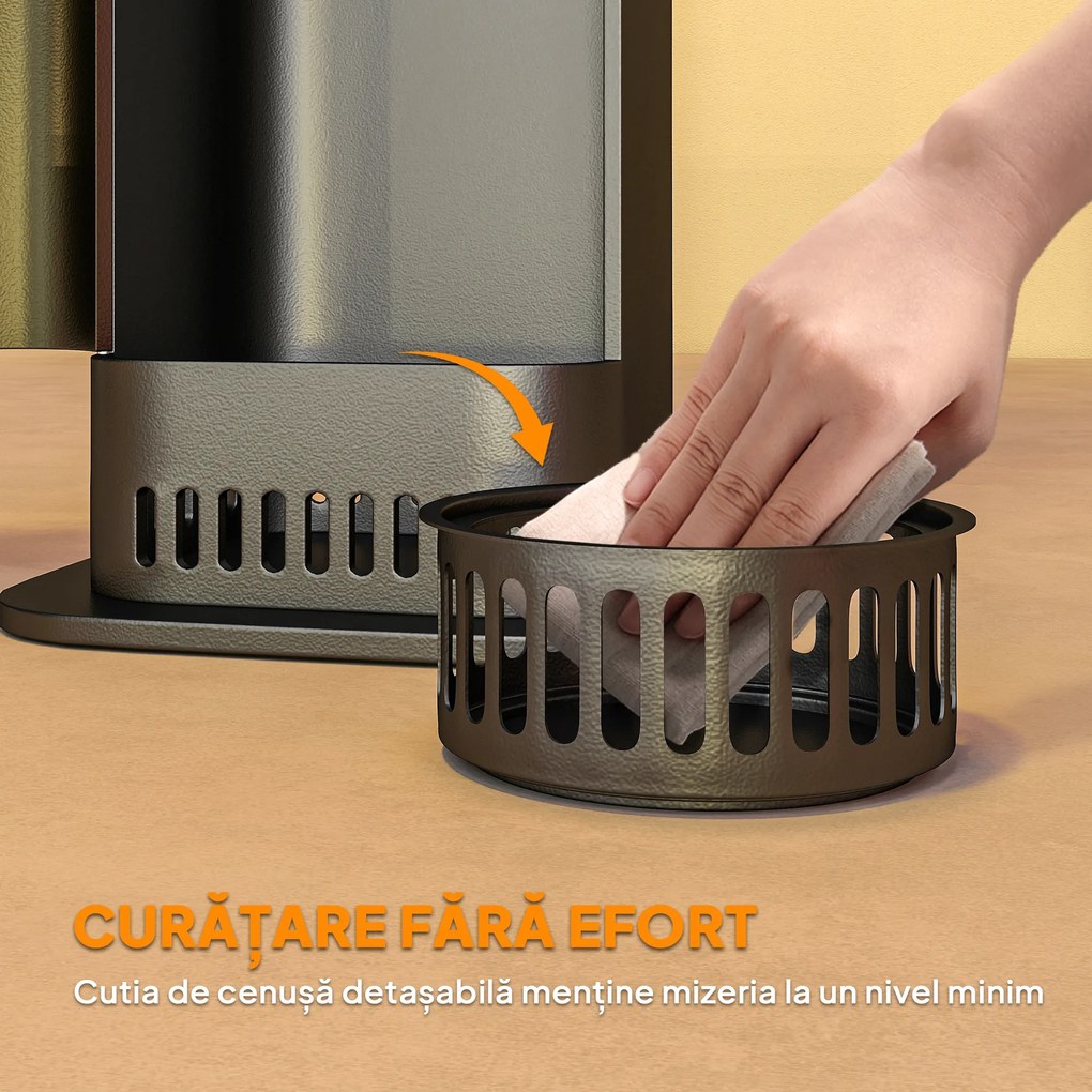 Outsunny Sobă pe Peleți pentru Exterior cu Bază Antiderapantă și Tub de Sticlă și Metal | Aosom Romania
