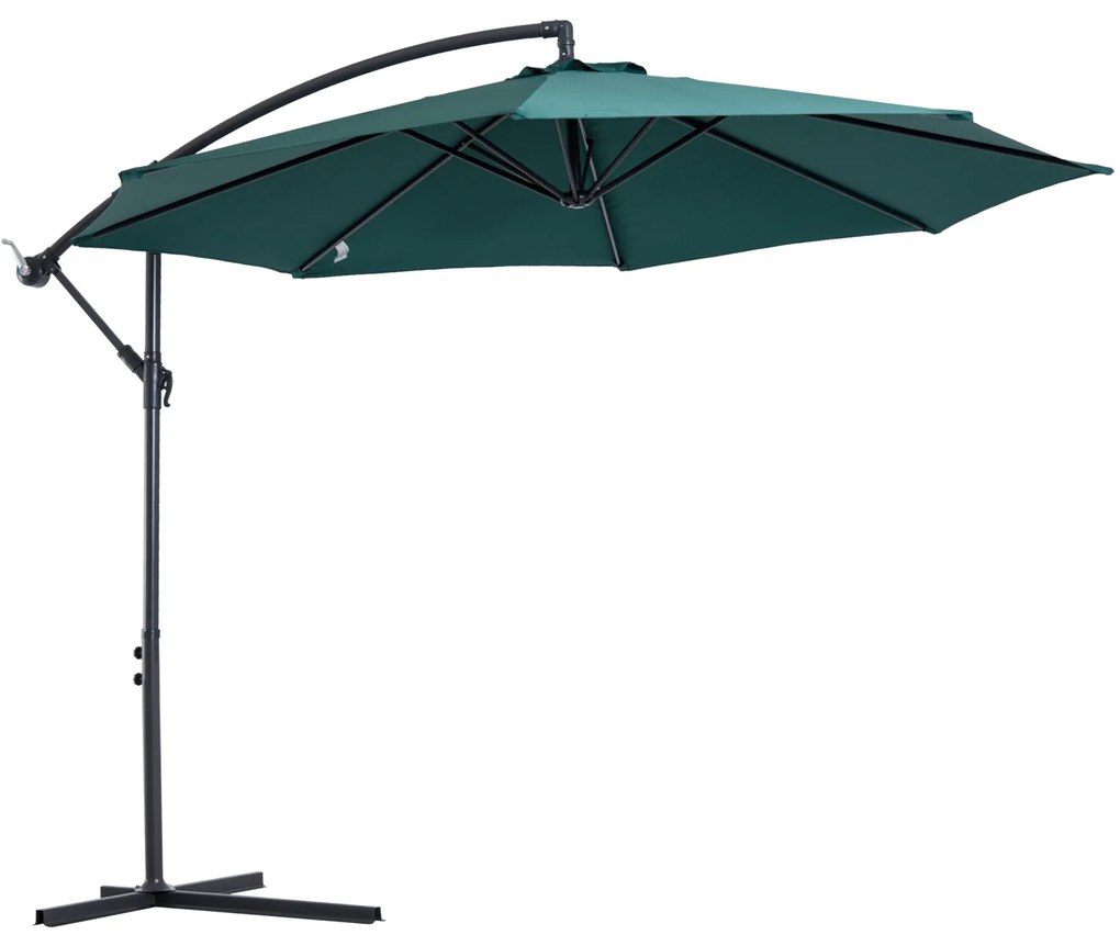 Umbrela Impermeabila cu Brat Lateral Outsunny, Structura Otel, Verde Φ300x250cm | Aosom Romania