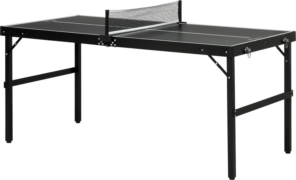 SPORTNOW Set de tenis de masă, pliabil, încuietoare și mâner, cadru din aluminiu, 152x76x72 cm, Negru | Aosom Romania