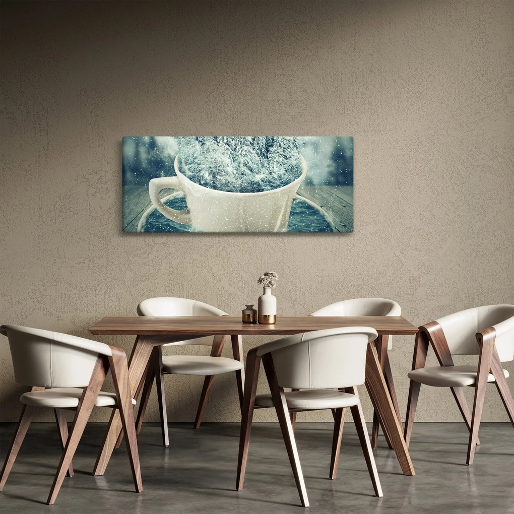 Tablou - Lumea de iarnă într-o căniță (120x50 cm)