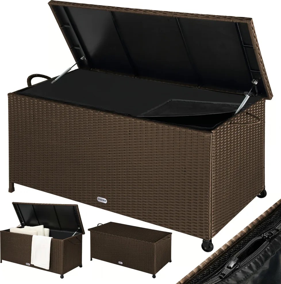 Ladă de depozitare din poliratan RICCO, 117 x 53 x 60cm, maro închis Casaria