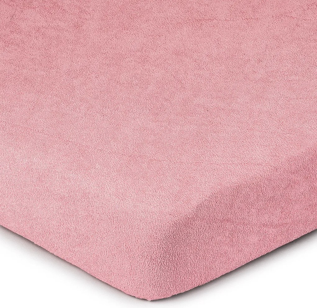 Cearșaf de pat 4Home din frotir, roz, 90 x 200 cm, 90 x 200 cm