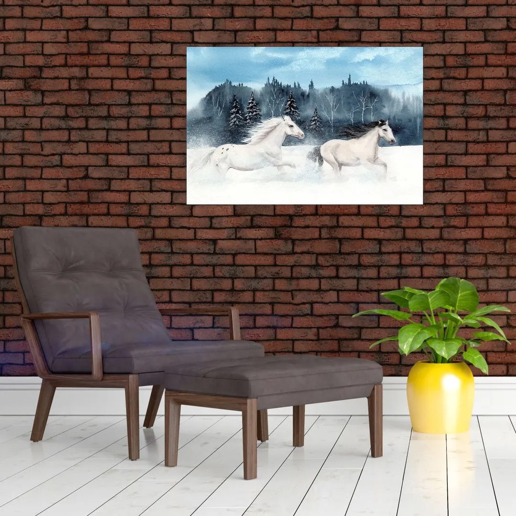 Tablou cu caii pictați (90x60 cm)