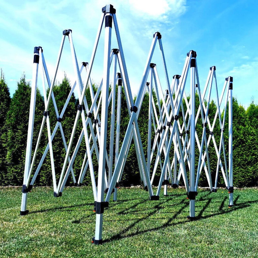 Cort pliant profesional din aluminiu 3x6 m: Acoperire rezistentă pentru evenimente comunitare și urbane - cu 3 pereți - Alb