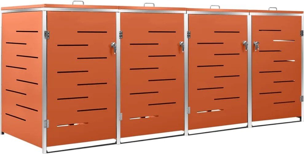 vidaXL Magazie pentru patru pubele 276,5x77,5x112,5 cm oțel inoxidabil