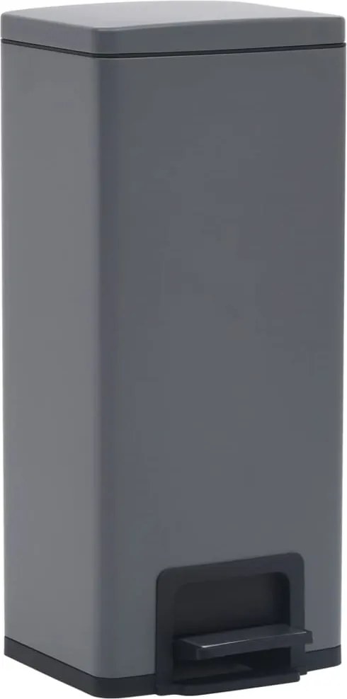 vidaXL Coș de gunoi cu pedală anti-amprentă, gri, 30L, oțel inoxidabil