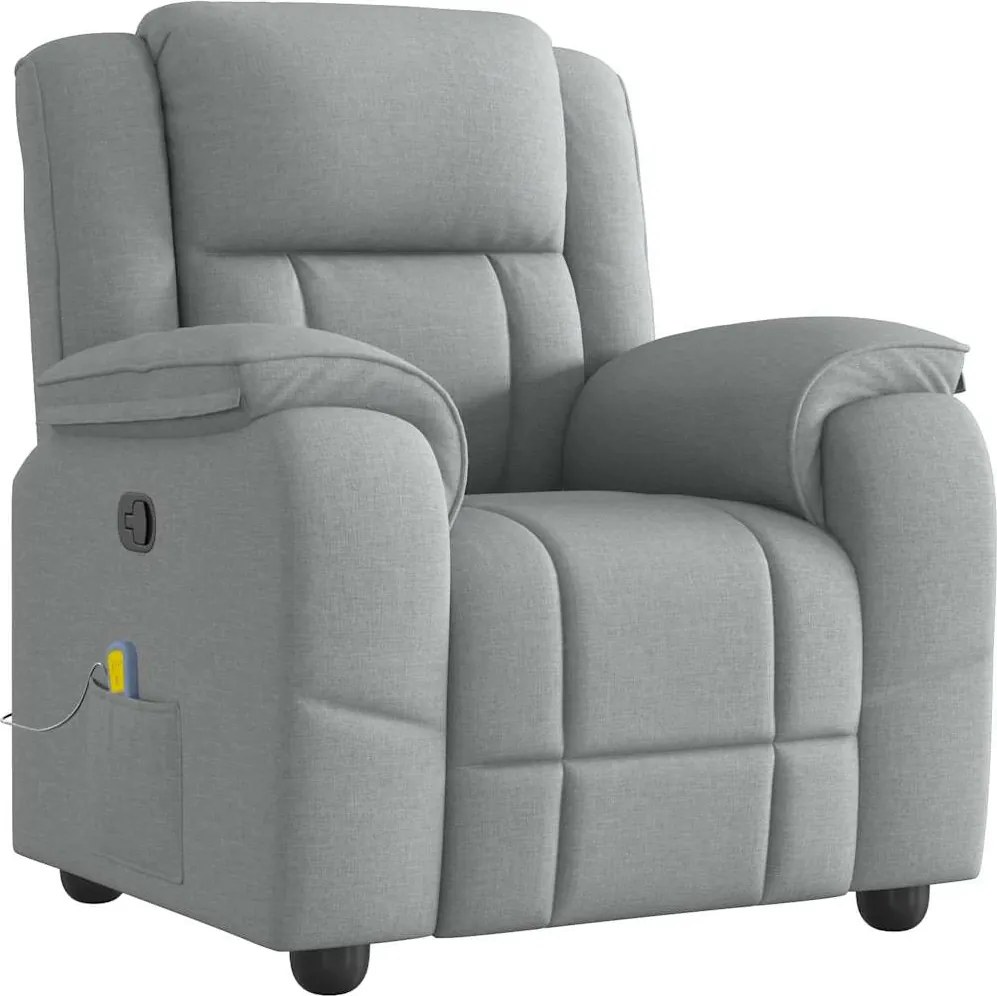 vidaXL Fotoliu de masaj rabatabil, gri deschis, textil