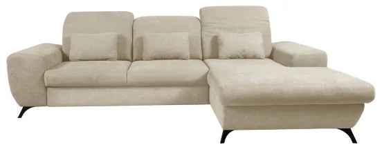 Colțar extensibil tapițat ALTA, în formă de L, cu spațiu de depozitare, pe partea dreaptă, bej