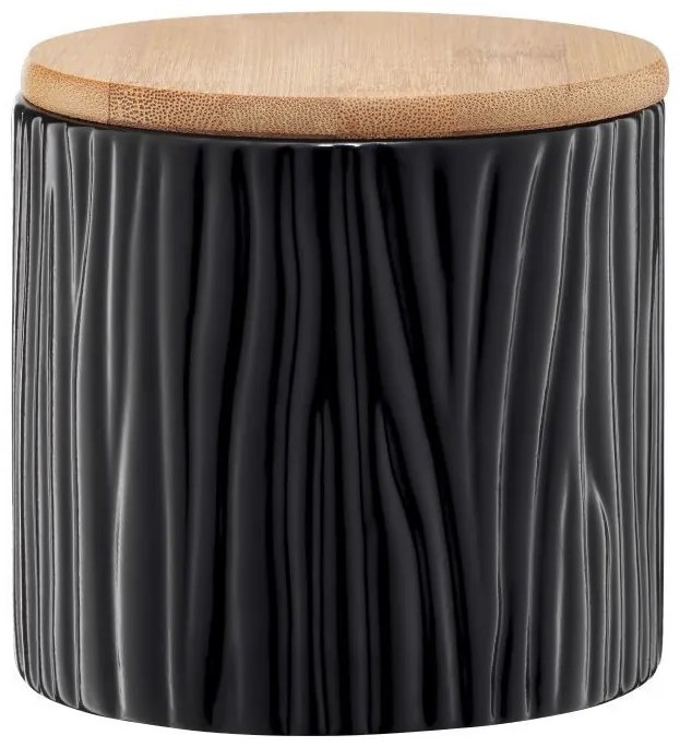 Recipient depozitare cu capac din bambus 0.67L, model scoarta neagra, Tuvo