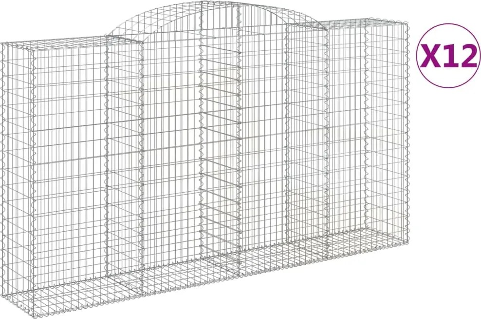 vidaXL Coșuri gabion arcuite 12 buc, 300x50x160/180cm, fier galvanizat