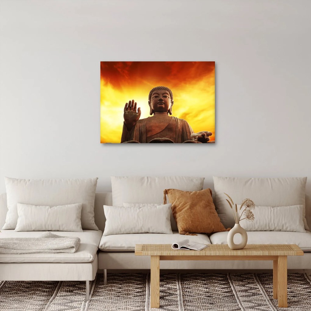 Tablou - Buddha cu fundal roșu și galben (70x50 cm)
