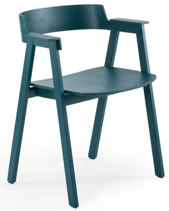 Scaun de dining petrol cu cotiere din lemn de stejar Flip – Gazzda